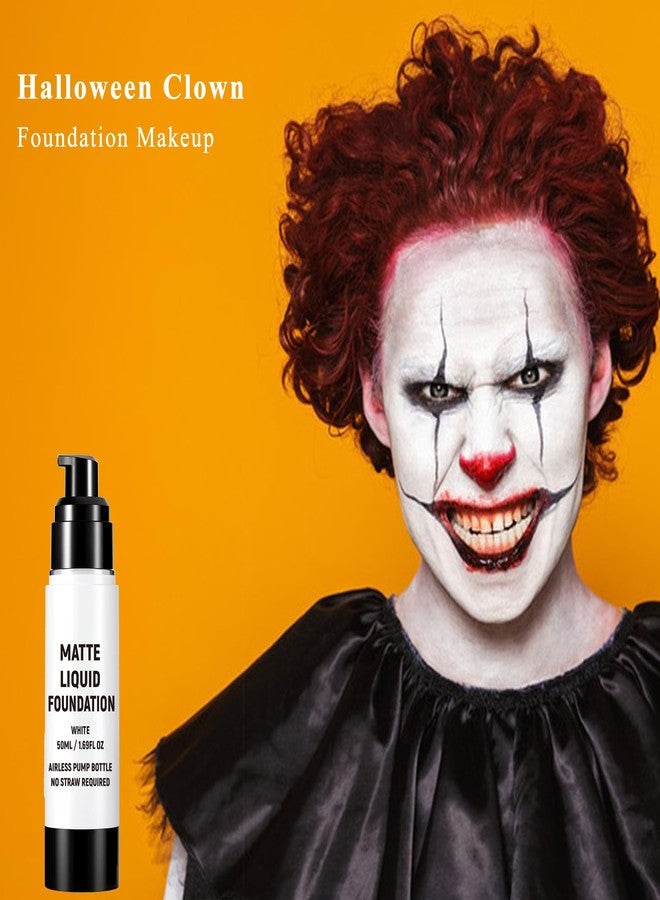 Wismee Clown White Face Paint, White Liquid Foundation Full Coverage Matte Flawless Finish Foundation for Goth Clown Makeup,Daily,Cosplay, Halloween Makeup - Image 4
